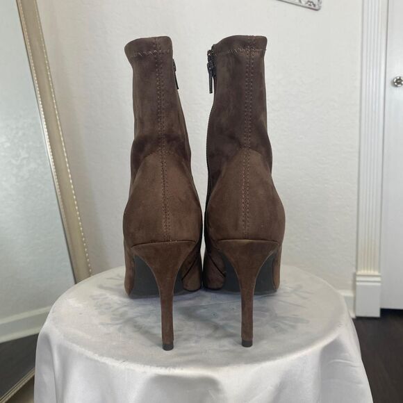 Sonoma NIB 90s Style Brown Faux Suede Stiletto High Heel Ankle Boots Size US 10 - Picture 2 of 9
